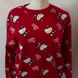 Sanrio Hello Kitty Women's Red and White Sweatshirt RN#115665 Size Medium
